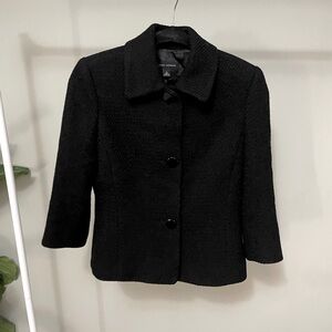 Banana Republic Black Tweed 3/4 Sleeve Short Blazer Coat Size 6